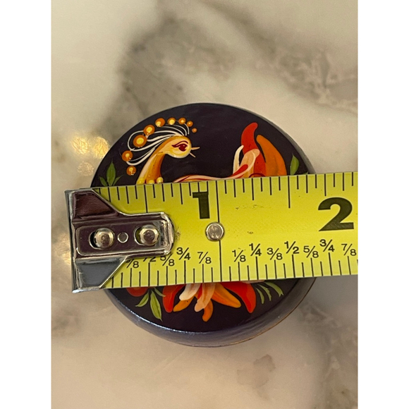 Vintage Russian Hand-Painted Wooden Box Signed Timoshenko V Floral Firebird 2” - Picture 8 of 9